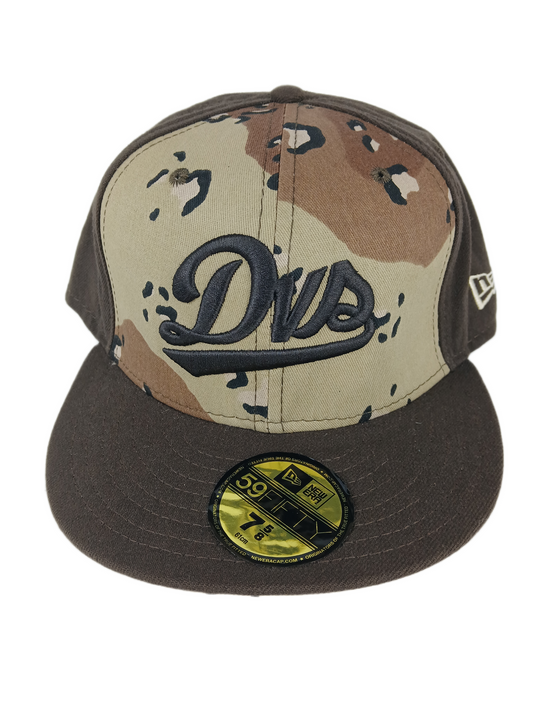 DVS X New Era 59Fifty Camo Brown Size 7 5/8 61cm Vintage Fitted Hat