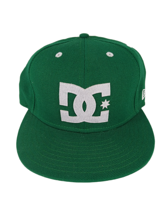 DC X New Era 59Fifty Silver DC Logo Kelly Green Size 7 3/8 58.7cm Vintage Fitted Hat