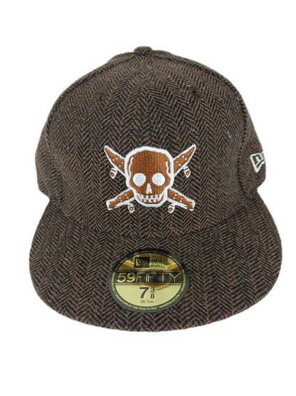 Fourstar X New Era 59Fifty Wool Brown Black Bronze Silver Pirate Size 7 3/8 58.7cm Vintage Fitted Hat
