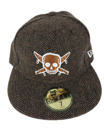 Fourstar X New Era 59Fifty Wool Brown Black Bronze Silver Pirate Size 7 55.8cm Vintage Fitted Hat