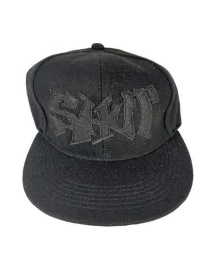 Shut Graffiti Letters NYC 1986 Back Print Black Silver One Size Fits all Vintage Felt Material Snapback Hat
