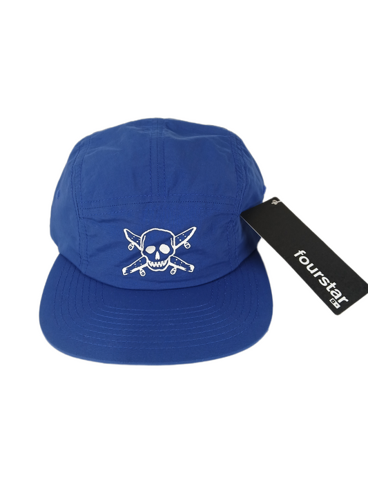 Fourstar Pirate Nylon Camper Royal Blue White One Size Fits All Vintage 5 Panel Strapback Hat
