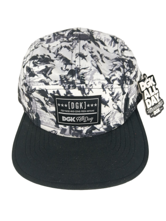 DGK For Those Who Come From Nothing Birds Black White Grey One Size Fits All Vintage 5 Panel Strapback Hat