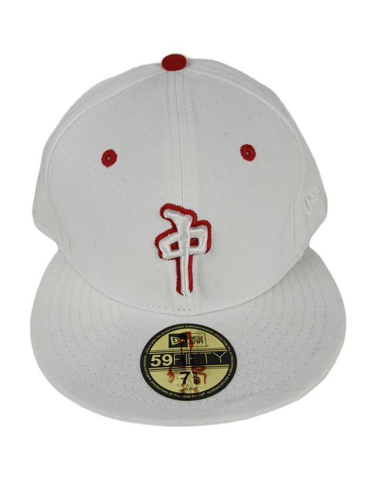RDS Red Dragon Skateboards X New Era 59Fifty White Red Size 7 5/8 60.6cm Vintage Fitted Hat