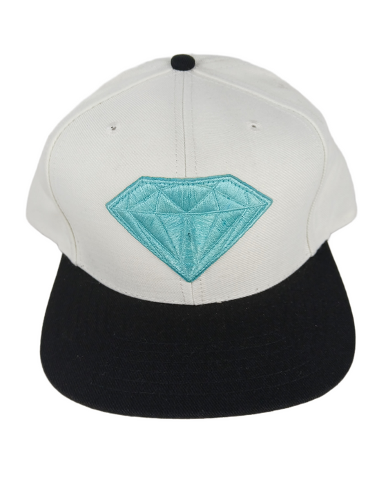 Diamond Black Cream Turquoise Thick Diamond Patch One Size Fits All Vintage Snapback Hat