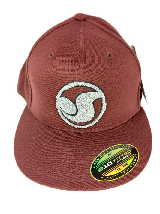 DVS Dvs Salesman Burgundy Grey Wool Material Logo Size 7 1/4 - 7 5/8 Vintage 210 Flexfit Fitted Hat