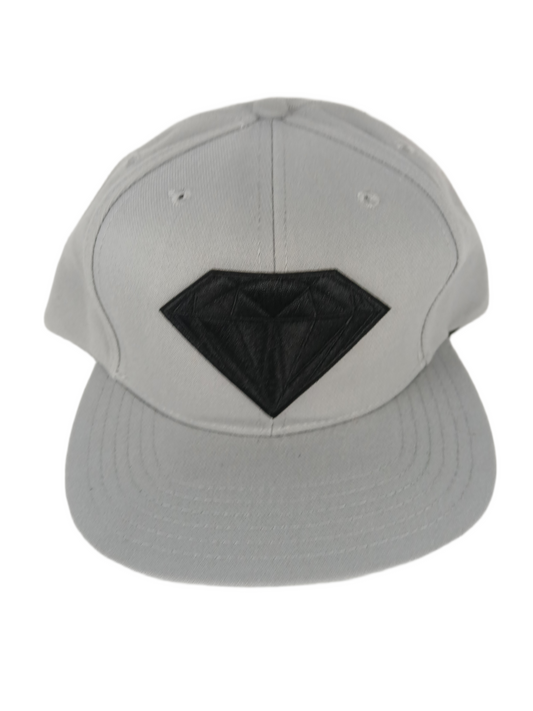 Diamond Grey Black Thick Diamond Patch One Size Fits All Vintage Snapback Hat