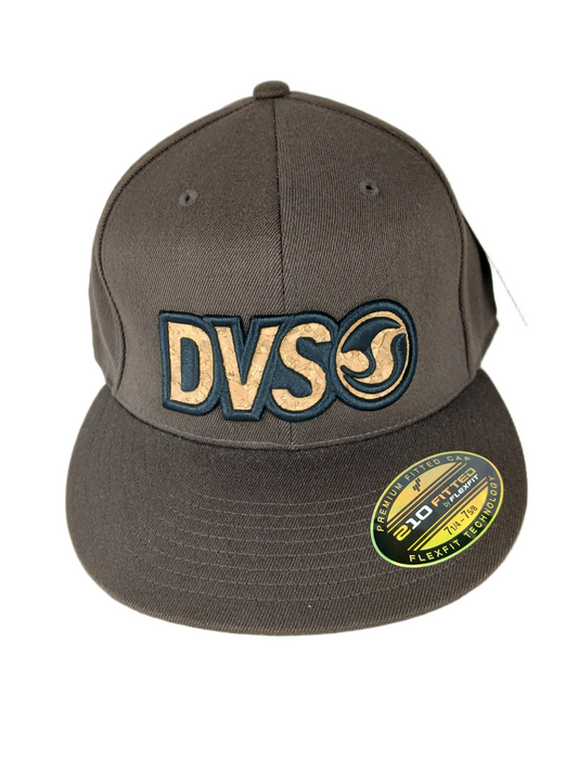 DVS Dvs Salesman Logo Cork Brown Black Size 7 1/4 - 7 5/8 Vintage 210 Fitted Sample Hat