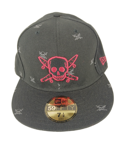 Fourstar X New Era 59Fifty Black Red Pirate Grey Pirates All Over Print Size 7 1/2 59.6cm Vintage Fitted Hat