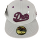 DVS X New Era 59Fifty Dvs Star Logo Burgundy Grey Size 7 55.8cm Vintage Fitted Hat
