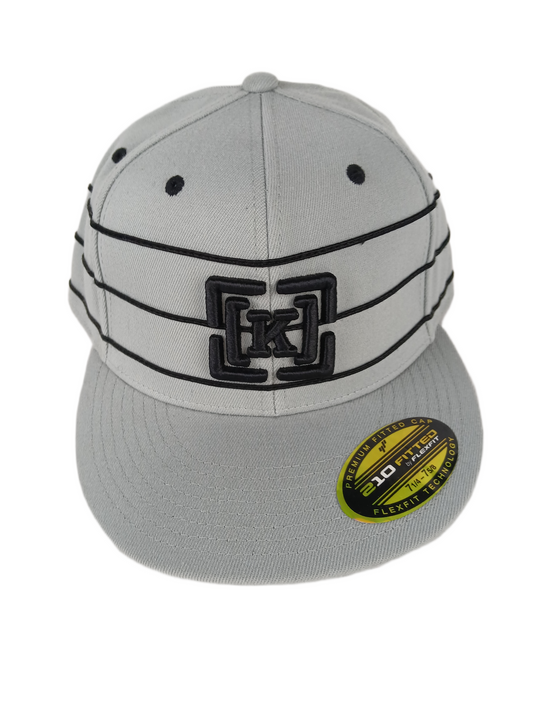 Krew Kr3w [K] Grey Black Triple Striped Original Size 7 1/4 - 7 5/8 Vintage Flexfit Hat