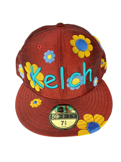 Fourstar X New Era 59Fifty James Kelch Flowers Embroidered & Raised All Over Print Red Multi Size 7 3/8 58.7cm Vintage Fitted Hat