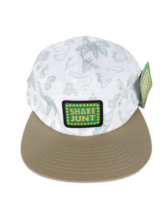 Shake Junt Casual Friday White Green Brown One Size Fits All Vintage Strapback 5 Panel Hat