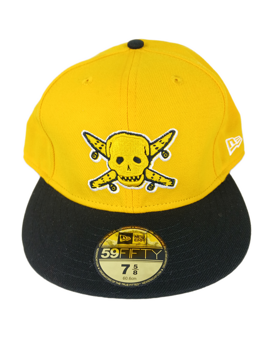 Fourstar X New Era 59Fifty Black Yellow Gold Pirate Silver Size 7 5/8 60.6cm Vintage Fitted Hat