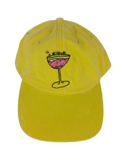 Illegal Civilization Martini Yellow Multi One Size Fits All Vintage Leather Strapback Hat