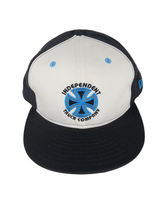 Independent X New Era 59Fifty Iron Cross Logo Black Blue White Size 7 1/2 59.6cm Vintage Fitted Hat