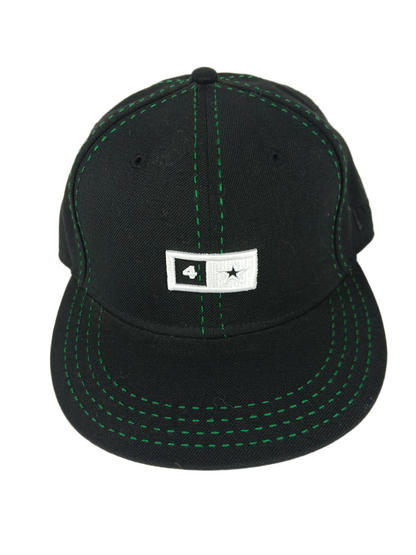 Fourstar X New Era 59Fifty Black Green Pinstripes Silver Fourstar Logo Size 7 55.8cm Vintage Fitted Hat