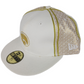Osiris X New Era 59Fifty Cream Gold All Over Embroidered Print Size 7 1/2 59.6cm Vintage Fitted Hat