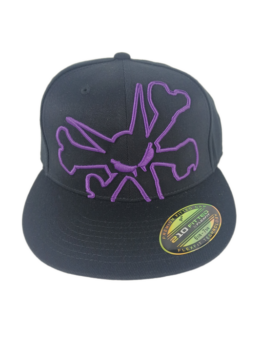 Bones Wheels Large Vato Rat Black Purple Size 6 7/8 - 7 1/4 Vintage Fitted Flexfit 210 Fitted Hat