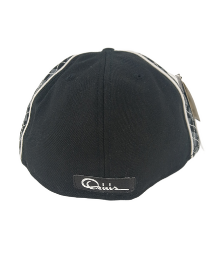 Osiris X New Era 59Fifty Black White Logo Black Grey Checks Back Osiris Print Size 7 1/2 59.6cm Vintage Fitted Hat