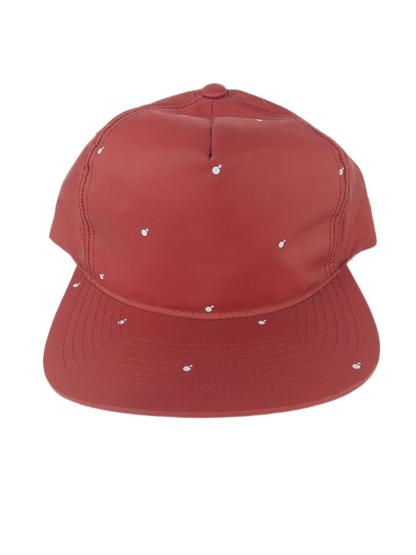 The Hundreds Adam Bomb Logo Metallic Red White Bombs Front Print Hundreds Bomb Back Print One Size Fits All Vintage Snapback Hat