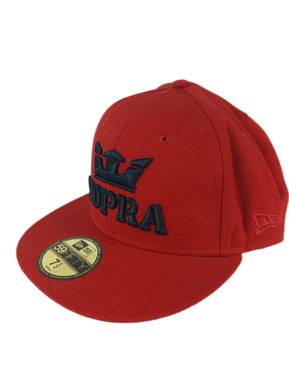 Supra X New Era 59Fifty Black Red Crown & Text Logo Size 7 1/2 59.6cm Vintage Fitted Hat