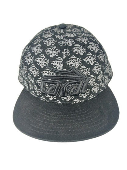 Lakai Graffiti Handstyle All Over Print Black Lakai Logo Size 7 5/8 Vintage Lakai Fitted Hat