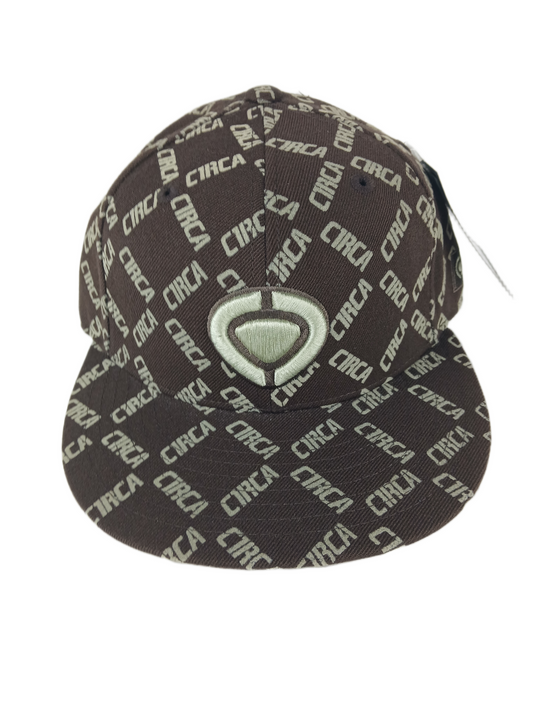 Circa Logo Print All Over Brown Bronze Olive Size 7 Vintage Fitted Sample Hat