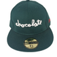 Chocolate X New Era 59Fifty Olive Green White Chocolate Text Red Block Back Logo Size 7 3/8 58.7cm Vintage Fitted Hat