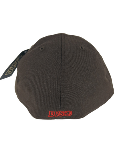 DVS X New Era 59Fifty Brown Red DVS Bar Logo Size 7 1/2 59.6cm Vintage Fitted Hat