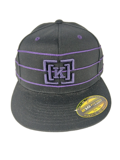 Krew Kr3w [K] Logo Black Purple 3 Stripes Size 7 1/4 - 7 5/8 Vinted Flexfit 210 Fitted Hat