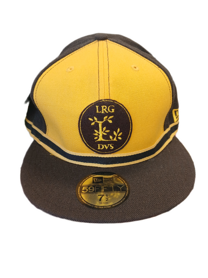 LRG X DVS X New Era 59Fifty Brown Gold Size 7 1/2 59.6cm Vintage Fitted Hat