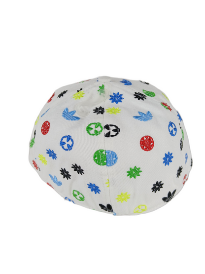 Adidas Logos All Over Print White Multi Size 7 1/8 Vintage Adidas Fitted Hat