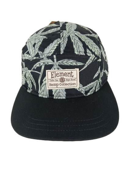 Element Hemp Collection Take The High Road Leaves Black Green One Size Fits All Vintage Strapback 5 Panel Hat