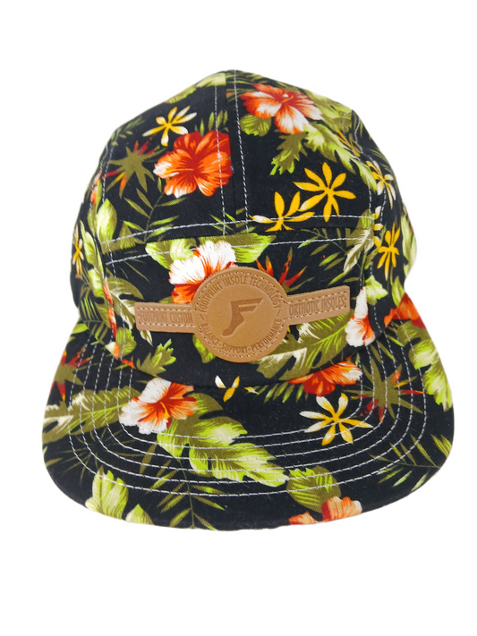 Footprint Floral Black Multi One Size Fits All Vintage Strapback 5 Panel Hat
