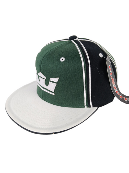 Supra Tri Color Panel Large Crown Cream White Olive Black Silver Striped One Size Fits All Original Flexfit Hat