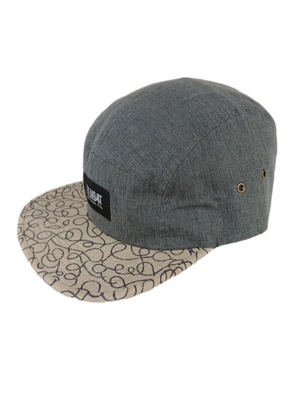 Filmbot Since Two Thousand And Three Brown Doodle Print Bill Grey Silver One Sizer Fits All Vintage Strapback 5 Panel Hat