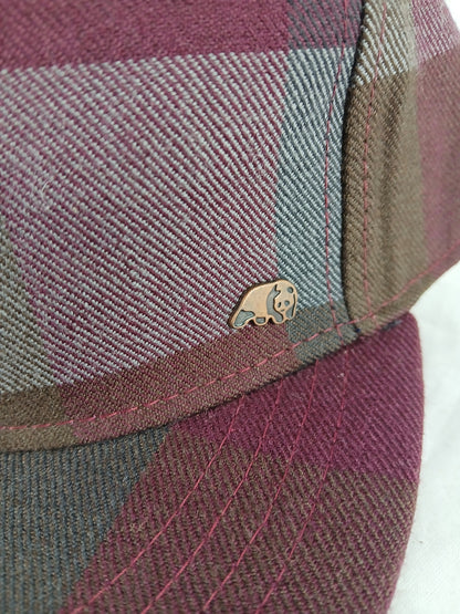 Enjoi Barletta Plaid Burgundy Olive Grey White Overlay Brim Enjoi Bronze Panda Pin Size L - XL Vintage Enjoi Fitted Hat