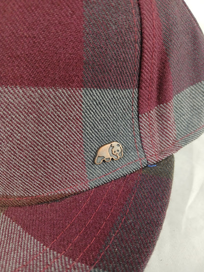 Enjoi Barletta Plaid Burgundy White Olive Green Multi Brim Enjoi Bronze Panda Pin Size L - XL Vintage Enjoi Fitted Hat
