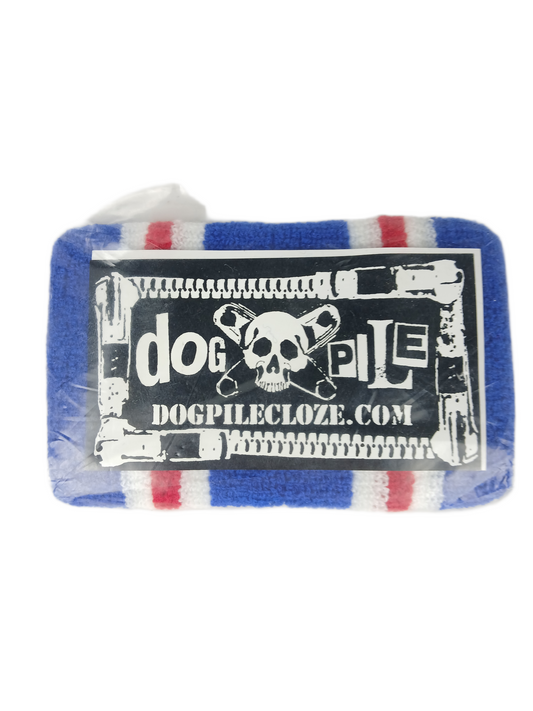 Dog Pile Red White Blue Set Of Two Vintage Wristbands With Sticker