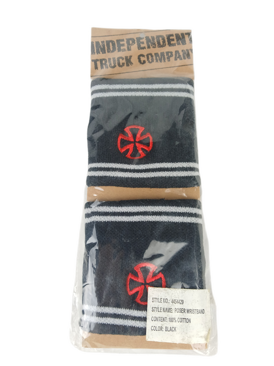 Independent Poser Black Grey Red Iron Cross Logo Set Of Two Vintage Wristbands