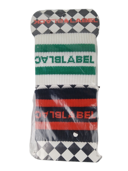 Black Label White Green Orange Black Set Of Two Vintage Wristbands
