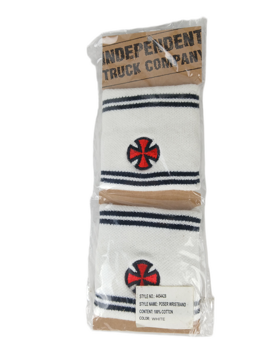 Independent Poser White Black Red Iron Cross Logo Set Of Two Vintage Wristbands