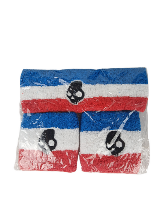 Skullcandy Red White Blue Black Skullcandy Logo 3 Pack Sweatbands And Headband