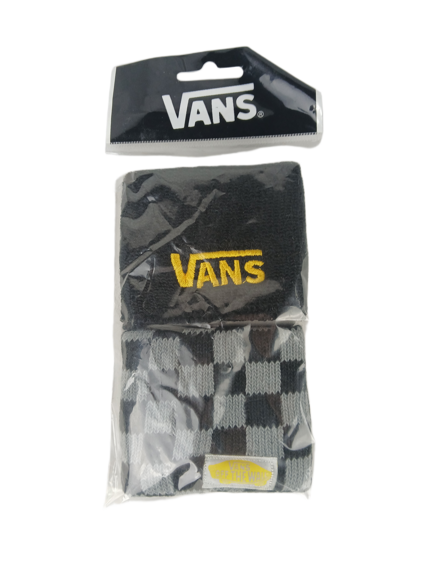 Vans Black Gold Vans Logo Grey Black Checks Pack OF Two Vintage Sweatbands