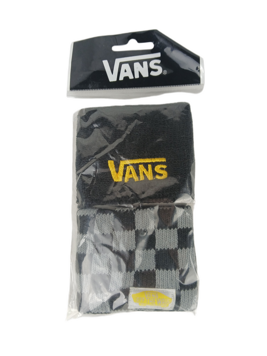 Vans Black Gold Vans Logo Grey Black Checks Pack OF Two Vintage Sweatbands