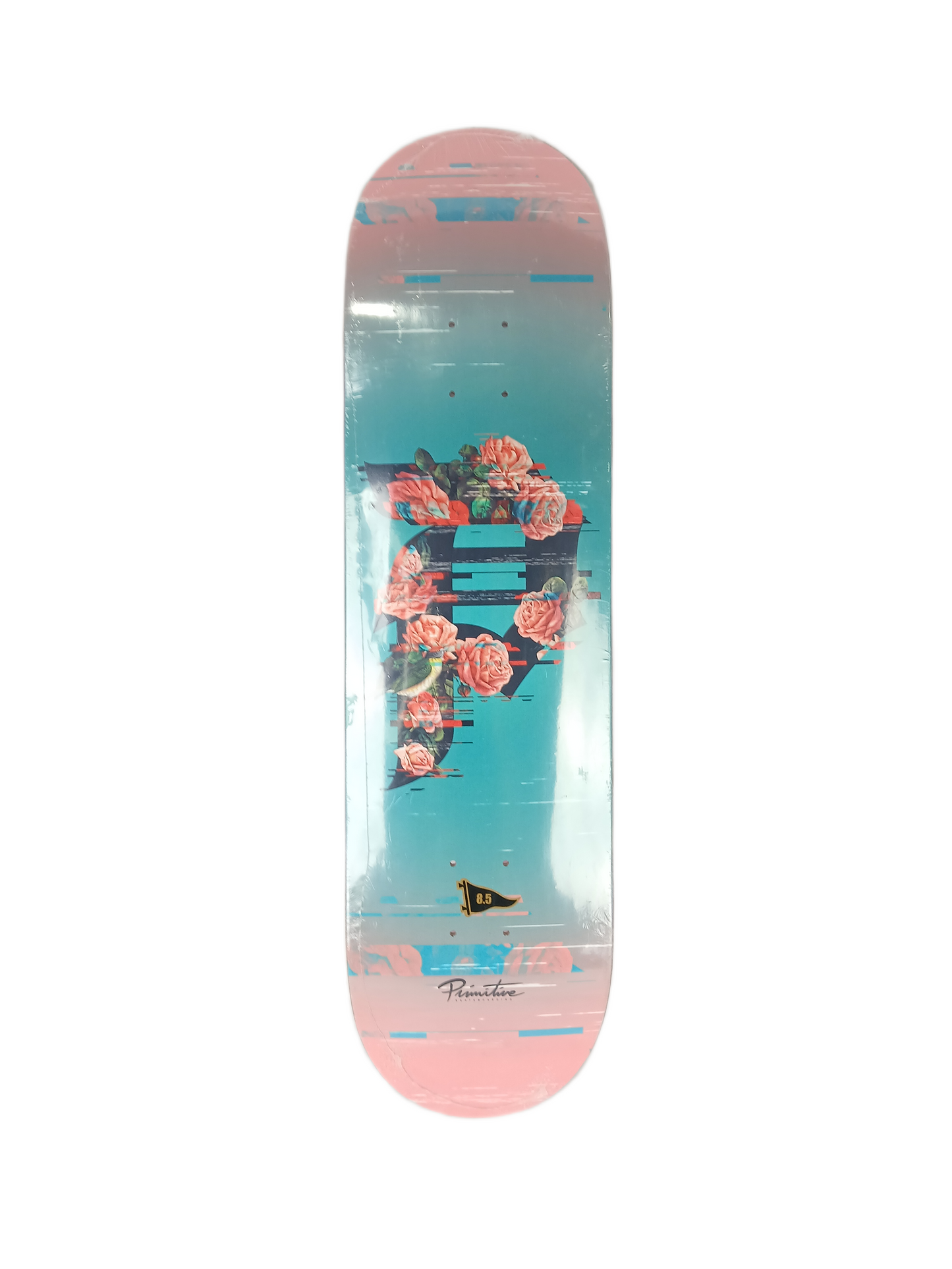 Primitive Dirty P Roses Teal Blue Pink 8.5" Vintage NOS Deck