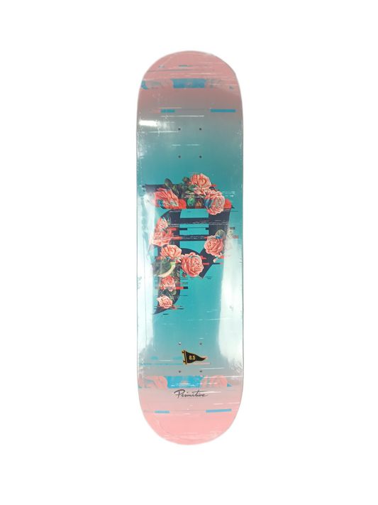 Primitive Dirty P Roses Teal Blue Pink 8.5" Vintage NOS Deck