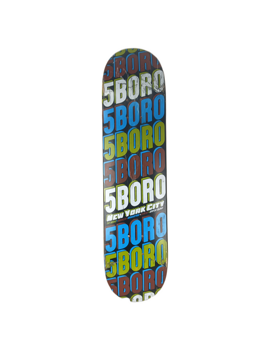 Five Boro 5Boro 5 Boroughs Black Multi Size 7.750" Vintage NOS Deck