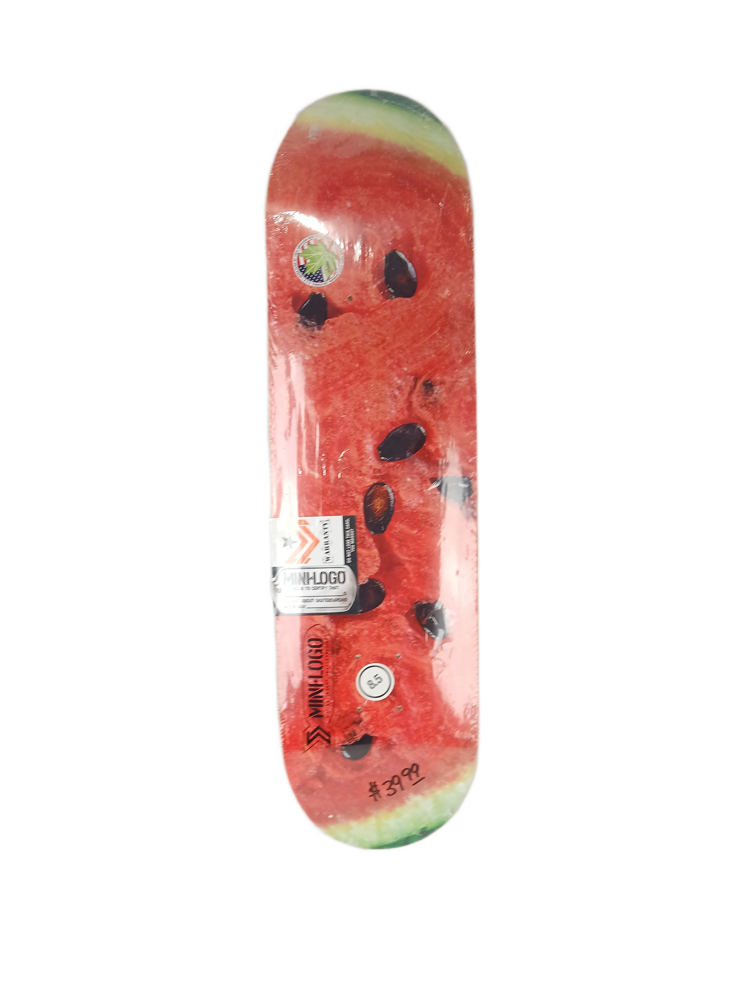 Powell Peralta Mini Logo Maple Small Bomb Watermelon Pink Black Size 8.5" Vintage NOS Deck